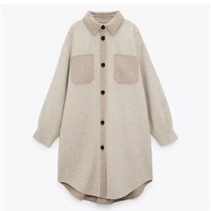 Zara Wool Blend Waffle Knit Overshirt